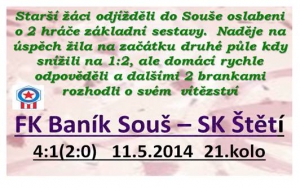 Starší žáci čekání na další body v Souši prodloužili