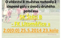 Hodně sil a úsilí stálo B mužstvo vítězství  proti Litoměřicím B