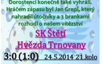 Dorostenci si vylepšili náladu, když porazili souseda ze středu tabulky a s domácm trávníkem se pro letošek rozloučili vítězstvím.