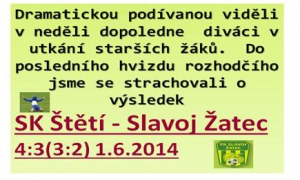 Drama se šťastným koncem pro naše starší žáky, kteří porazili Žatec 4:3