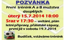 Letní příprava  A i B mužstva zahajuje v úterý 15.7.2014