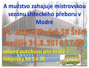 Stejně jako před 2 roky bude Modrá prvním mužstvem v úvodním kole Ústeckého přeboru