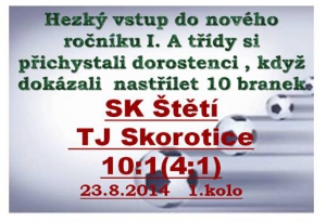 Kdo přišel v sobotu dopoledne na fotbalové hřiště ve Štětí určitě nelitoval. Domácí dorostenci  jasně přestříleli hosty ze Skorotic