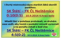 Dvoj zápas starších a mladších žáků proti Neštěmicím přinesl jenom bod