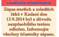 POZOR!POZOR!POZOR! Zápas žáků v Kadani odložen. 