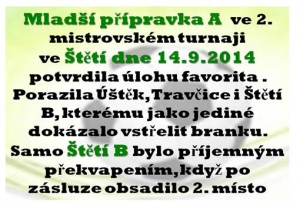 Mladší přípraka se představila početnému publiku 14.9.2014 na turnaji ve Štětí