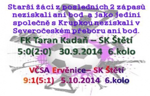 Zápasový rytmus starších žáků je neděle, úterý neděle. Škoda jen, že jen, že nezískávají i nějaké ty body  