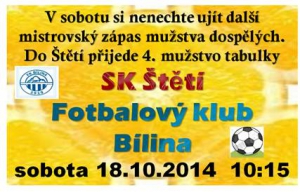 Pozvánka na Bílinu. TOP zápas Severočeského přeboru