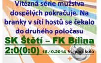 Šesté vítězství v řadě. Důležitý zápas proti  Bilině, která byla před zápasem o 2 body za námi.
