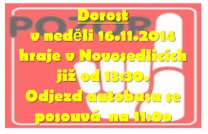 Nedělní zápas dorostu se malinko posunul dopředu.