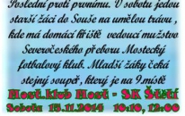 Starší a mladší žáci hrají v sobotu poslední podzimní mistrovský zápas. 