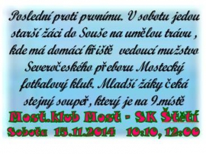 Starší a mladší žáci hrají v sobotu poslední podzimní mistrovský zápas. 