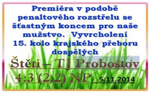 První ztráta bodů na domácím trávníku. O vítězství za 3 body přišlo mužstvo dospělých 2 minuty před koncem