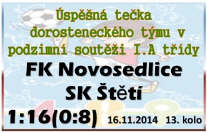 V neděli odpoledne patřilo hřiště v Novosedlicích dorostencům Štětí. 