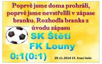 Po posledním podzimním kole jsme se propadli až na 4. místo. Pomohla tomu domácí prohra s Louny. 