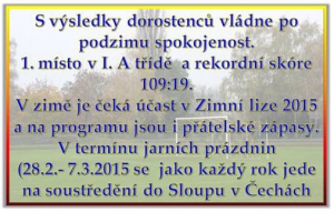 Dorostenci podzim zakončili vítězstvím v Brozanech v rámci turnaje Zimní ligy 2015