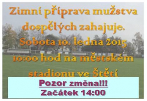 Přesně 41 dní trval odpočinek, ale už v sobotu 10.1.15  startuje všemi oblíbená zimní část přípravy.  