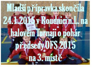 Na turnaji o pohár předsedy OFS 24.1.2015 v Roudnici n.L. prošla mladší přípravka bez porážky základní skupinou. V semifinále prohrála se silnými Pokraticemi a v zápase o 3.místo si zopakovala vítězství proti Slavoji Roudnice n.L. ze základní skupiny 