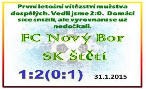 Mužstvo dospělých je na soustředění ve Sloupu v Čechách a k sehrání přátelského zápasu si odskočilo do nedalekého Nového Boru.