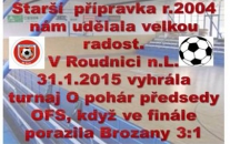 Hala Real v Roudnici n. L. patřila v sobotu 31.1.2015 starší přípravce Štětí. Domů si přivezla pěkný pohár za 1.místo 