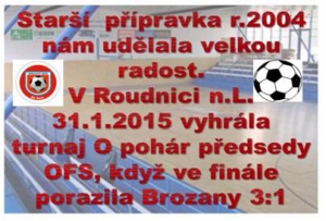 Hala Real v Roudnici n. L. patřila v sobotu 31.1.2015 starší přípravce Štětí. Domů si přivezla pěkný pohár za 1.místo 