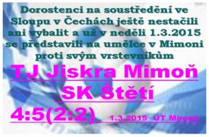 Hned na úvod zimního soustředění sehráli dorostenci přátelský zápas v Mimoni 1.3.2015