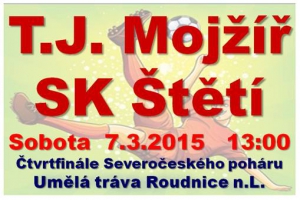 O postup mezi nejlepší 4 mužstva Severočeského poháru bude v sobotu bojovat mužstvo dospělých na umělé trávě v Roudnici n.L. proti T.J. Mojžíř