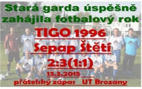 Mistrovské zápasy staré gardy začínají až na začátku dubna a tak je třeba se na ně připravit. Chuť zahrát si měl dostatečný počet hráčů a tak se jelo do Brozana na umělou trávu, kde jsme se utkali se silným TIGEM 1996. 