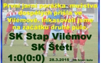 Ve Vilémově jsme přišli o jarní neporazitelnost, čisté konto, vyloučeného hráče i zraněného Maláka.