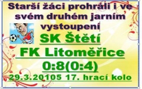 Starší žáci v derby zápase s Litoměřicemi nedokázali vstřelit branku. Soupeř trestal po nrychlých útocích a jasně vyhrál.