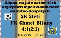 Těžkou zkoušku má za sebou mužstvo dospělých. Blšany na jaře body neztrácí a tak je naše vítězství hodně cenné. Hráči zaslouží za předvedený výkon pochvalu.