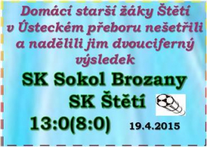 Den po úspěchu dorostenců v Brozanech následoval v neděli těžký pád na zem po zápase starších žáků také v Brozanech