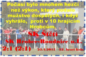 I ve druhém domácím zápase v řadě jsme zvítězili. Sice tím nejtěsnějším rozdílem a po ne příliš vydařeném výkonu, ale i tak jsme se dotáhli na 3 body za vedoucí Litvínov, který prohrál ve Vilémově.