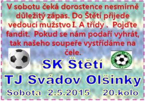 Zápas kola dorostenecké I. A  třídy Ústeckého přeboru je na programu v sobotu