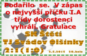 Těžkou zkouškou letošního roku prošli naši dorostenci. Uspěli a dostali se na čelo tabulky
