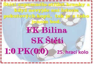 Druhý penaltový rozstřel v tomto ročníku čekal mužstvo dospělých po bezbrankovém výsledku  v Bílině.   