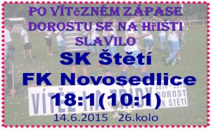 Dorostenci si po vítěztví nad Novosedlicemi 1 kolo před koncem už zajistili vítězství v I.A třídě 