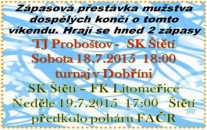 Fotbaloví fanoušci si o tomto víkendu přijdou na své. V Dobříni začíná tradiční a oblíbený turnaj. V sobotu se utkáme s TJ Proboštovem a ještě těžší utkání nás čeká v neděli doma v předkole poháru FAČR s Litoměřicemi.