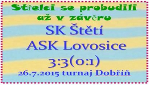 10 minut před koncem už se zdálo, že odejdeme ze hřiště poraženi. V závěru jsme ale zabojovali a po ne přiliš dobrém výkonu jsme vybojovali aspoň remízu.