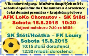 Pozvánka na sobotní zápasy