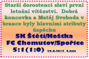 Starším dorostencům gratulujeme k vítězství. 