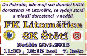 Starší dorostenci se proti Litoměřicím pokusí dohnat ztrátu z minulého kola proti Krupce. Mladší zase zkusí překvapit podle tabulky silnějšího soupeře