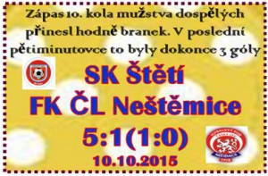 10.10. 10. kolo Hezky se ta čísla se sešla v zápase mužstva dospělých na domácím trávníku. Navíc se nám dařilo a dokázali jsme vyhrát vysokým rozdílem.