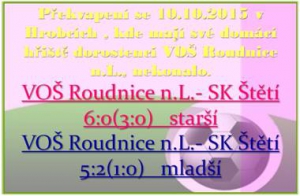 Starší dorostenci ve 2. zápase v řadě nevstřelili branku. Mladší dorostenci dosáhli lepšího výsledku, ale ani ten na body nestačil.