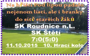 Derby starších žáků v Roudnici n.L. jsme prohráli a se 3 body jsme v krajském přeboru na posledním místě.