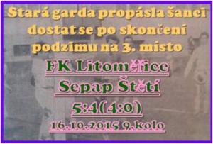 Neskutečný průběh mělo utkání staré gardy, která na umělce v Lovosicích prohrávala s Litoměřicemi už 5:0, aby při lepší střelecké mušce mohla i vyhrát.
