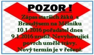 Starší žáci mají v neděli volno. Zápas byl přeložen 