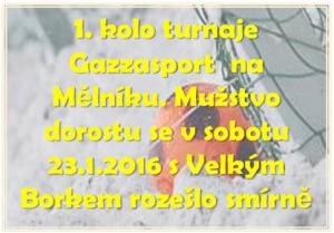 Za vydatného sněžení změřili své síly starší dorostenci na turnaji na Mělníku s účastníkem I.A třídy Středočeského kraje  SK Slávií Velký Borek 