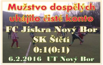 Na branky chudé utkání sehrálo mužstvo dospělých v Novém Boru, kam si zajelo z nedalekého Sloupu v Čechách, kde je na soustředění..  