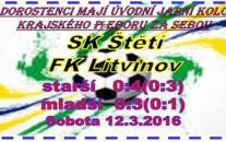 Z úvodním jarním zápase čekal dorostence tým z města chemie. Litvínov úlohu favorita splnil a v obou zápasech vyhrál. Naši dorostenci, ale body zadarmo nedali. Hlavně ti mladší sed drželi až do posledních minut. Teď jedou do Loun a ten je dokonce první